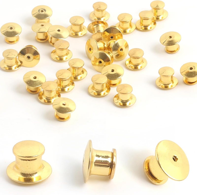 suyncyi 30 PCS Locking Pin Backs,Locking Pin Keepers,Metal Pin Backing for Brooch Enamel Lapel Pin Lock(Golden) - Image 1